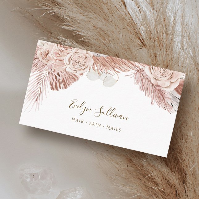 Tarjeta de visita de rosas tropicales Boho (Subido por el creador)