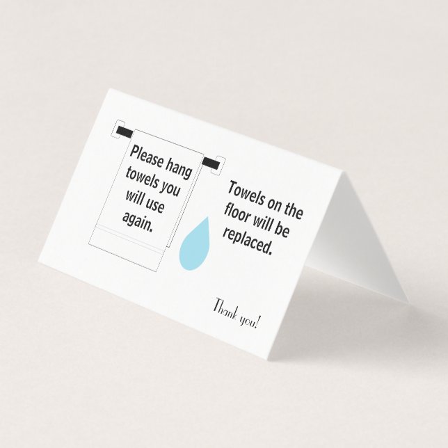 Tarjeta de visita de Rótulo de toallas de hotel (Anverso)