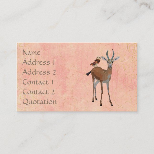 Tarjeta de visita de RUBOR del GAZELLE y del BÚHO (Anverso)