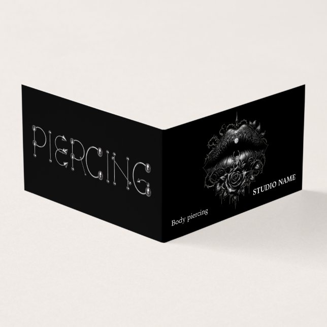 Tarjeta de visita de salón de Piercing (Exterior)
