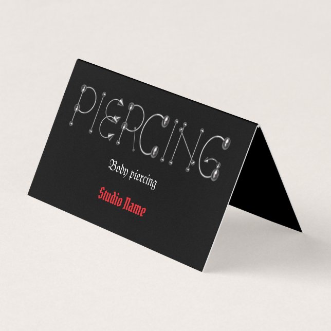 Tarjeta de visita de salón de Piercing (Anverso)
