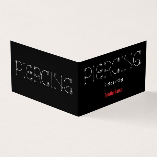 Tarjeta de visita de salón de Piercing (Exterior)