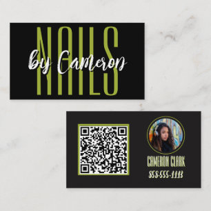 Tarjeta de visita de salón de uñas con código QR d