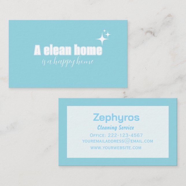 Tarjeta de visita de servicio de limpieza azul mod (Anverso / Reverso)