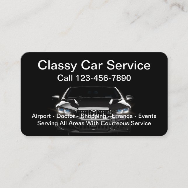 Tarjeta de visita de servicio de taxi de lujo (Anverso)