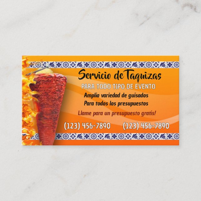 Tarjeta de visita de servicio Taco (Anverso)