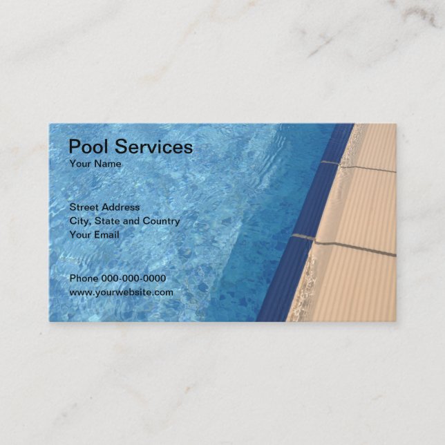 Tarjeta de visita de servicios de la piscina (Anverso)