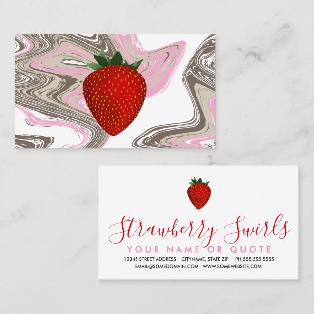 tarjeta de visita de strawberry swirls (Anverso / Reverso)