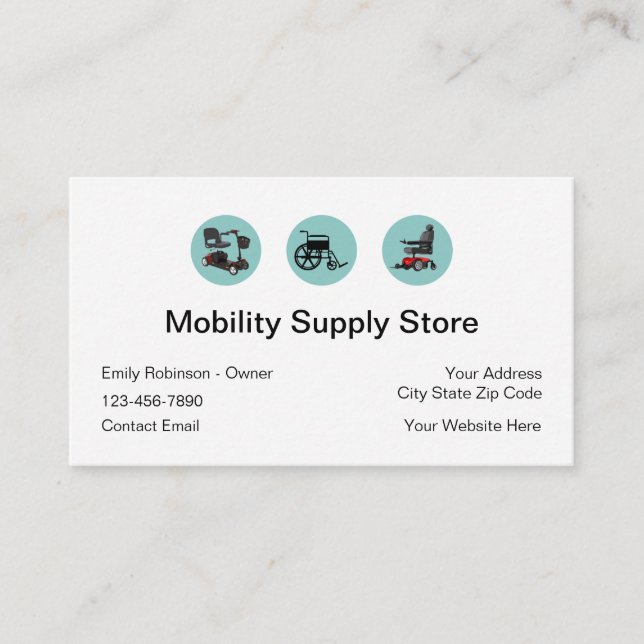 Tarjeta de visita de suministros de movilidad médi (Anverso)