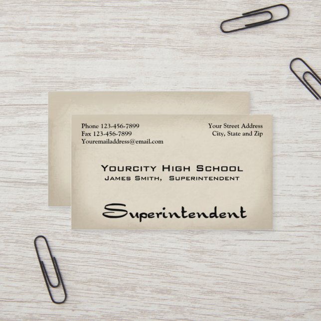 Tarjeta de visita de Superintendente (Anverso/Reverso In Situ)