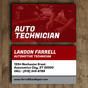 Tarjeta de visita de técnico de automóviles