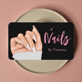 Tarjeta de visita de técnico de uñas de color negr