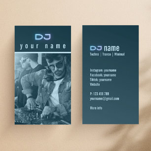 Tarjeta de visita de tecnología azul para DJ con f