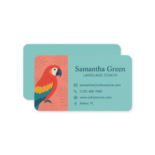 Tarjeta de visita de Tutor de Lenguaje de Loro Col