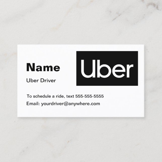 Tarjeta de visita de Uber (Anverso)