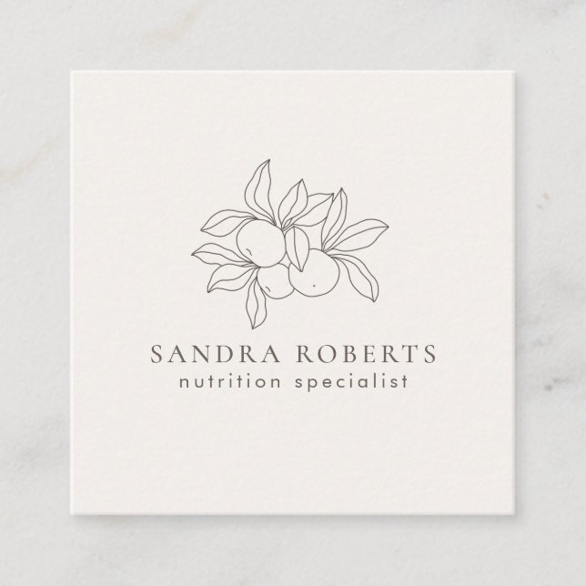 Tarjeta de visita de un especialista en nutrición  (Anverso)