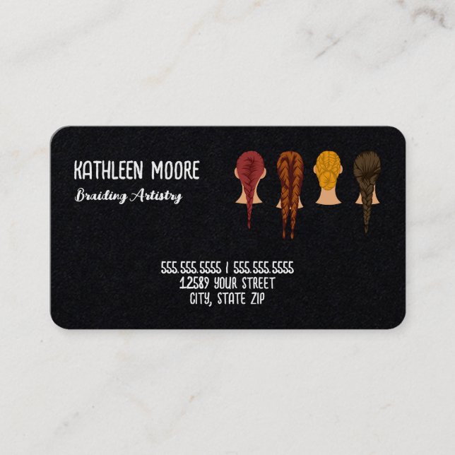 Tarjeta de visita de un lado para trenzado de pelo (Anverso)