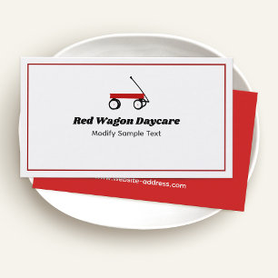 Tarjeta de visita de vagón rojo para niños