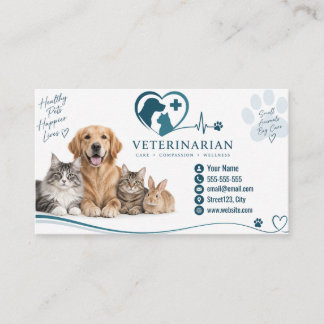 Tarjeta de visita de veterinario personalizada par