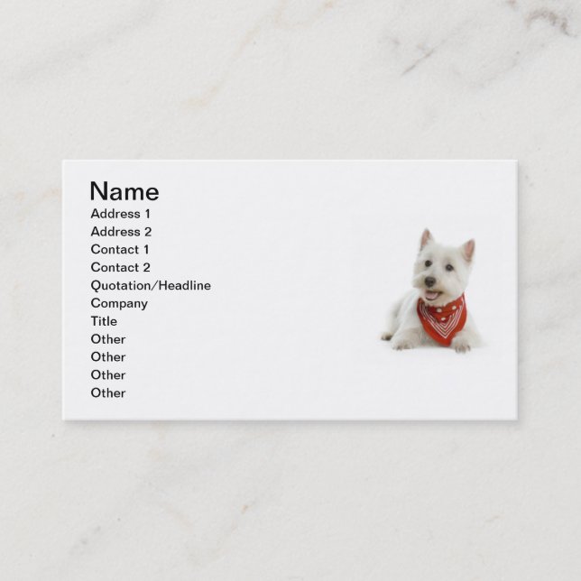 Tarjeta de visita de Westie (Anverso)