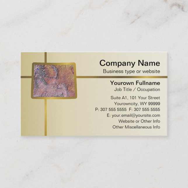 Tarjeta de visita de Wyoming Map (Anverso)