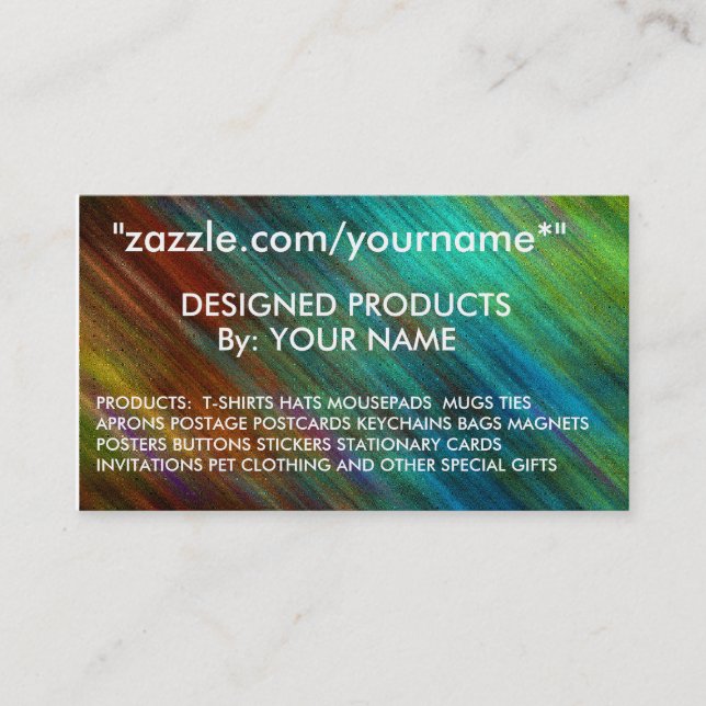 TARJETA de VISITA de ZAZZLE zazzle.com/yoourname*  (Anverso)
