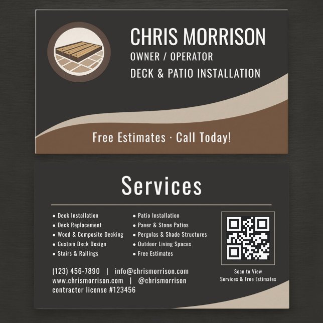 Tarjeta De Visita Deck & Patio Installation QR Code (Subido por el creador)
