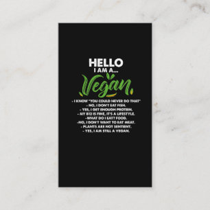 Tarjeta De Visita Declaración Vegan Lifestyle Pro Vegan Activista