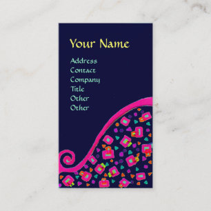 Tarjeta De Visita DECO MONOGRAM, azul de fucsia rosa