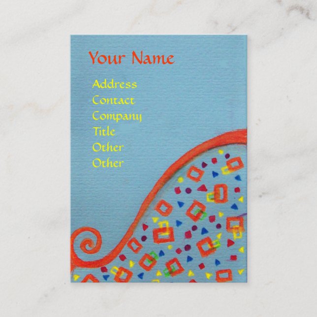 Tarjeta De Visita DECO MONOGRAM Naranja azul Amarillo (Anverso)