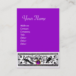 TARJETA DE VISITA DECORACIÓN ANTIGUA, ANIMALES, AMETYST MONOGRAM