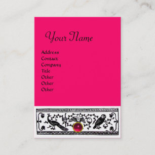 Tarjeta De Visita DECORACIÓN ANTIGUA, RUBY MONOGRAM, rojo rosa