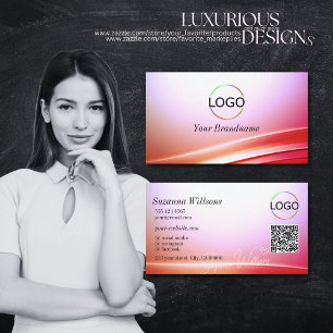 Tarjeta De Visita Decoración curvada de Lilac rosa con logotipo con