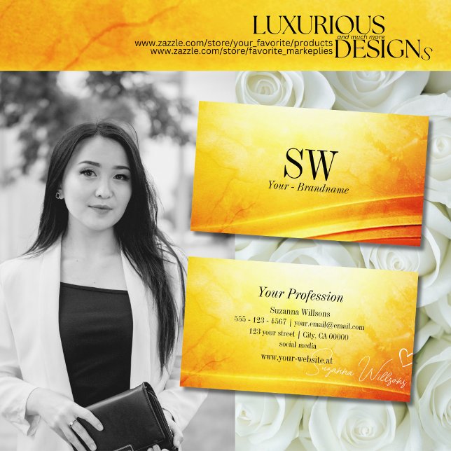 Tarjeta De Visita Decoración curvada de Naranja amarillo anaranjado  (Subido por el creador)