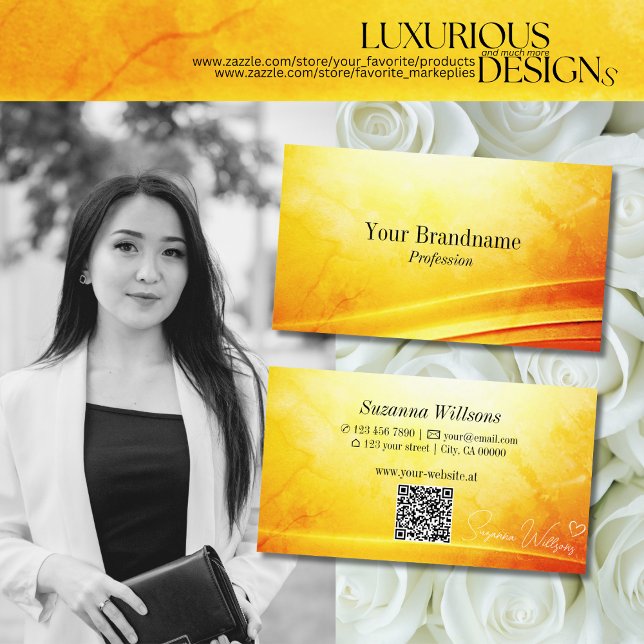 Tarjeta De Visita Decoración curvada de Naranja amarillo anaranjado  (Subido por el creador)