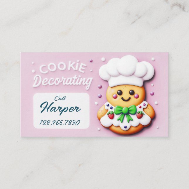 Tarjeta De Visita Decoración de galletitas del chef Cookie (Reverso)