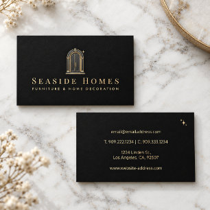 Tarjeta De Visita Decoración de Hogar de Lujo Negro y Dorado