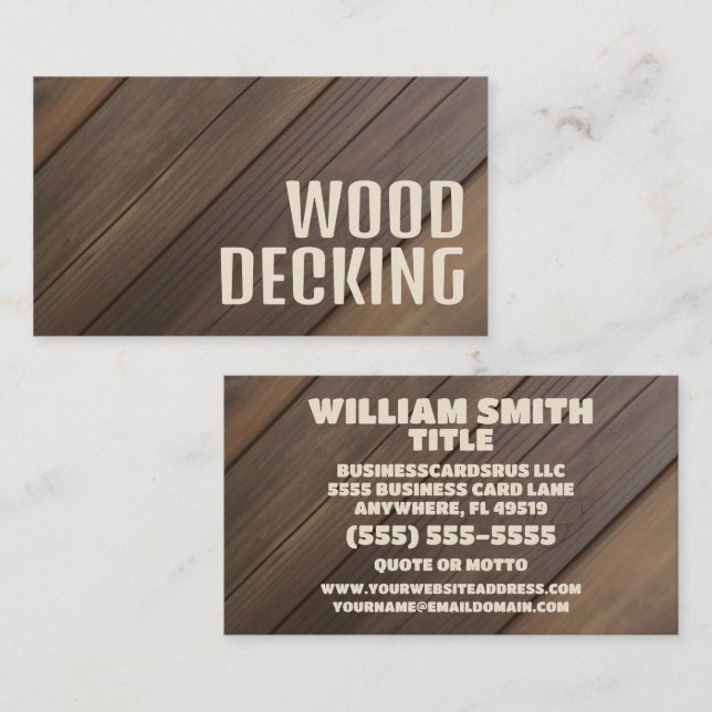 Tarjeta De Visita Decoración de madera (Anverso / Reverso)