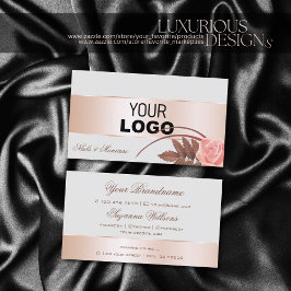 Tarjeta De Visita Decoración de oro de Rosa gris y flor suave con lo