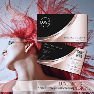 Tarjeta De Visita Decoración de oro de Rosa negro de lujo con logoti