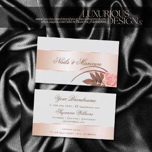 Tarjeta De Visita Decoración de oro gris y Rosa Flor suave flor flor