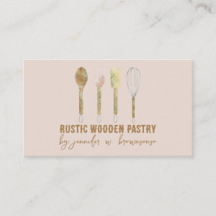 Tarjeta De Visita Decoración de pastel rústico de panadería rosa