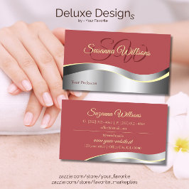 Tarjeta De Visita Decoración de plata de ola roja de la India de la 