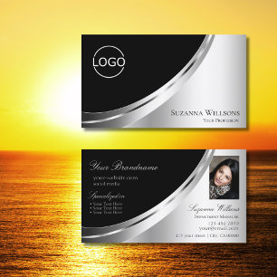 Tarjeta De Visita Decoración de plata negra con logotipo y colección