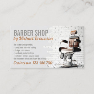 Tarjeta De Visita Decoración De Salón Gris Retro Silla Barbershop Vi