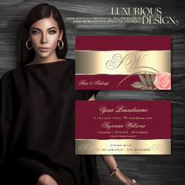 Tarjeta De Visita Decoración dorada borgoñona flor Rosa dulce con mo