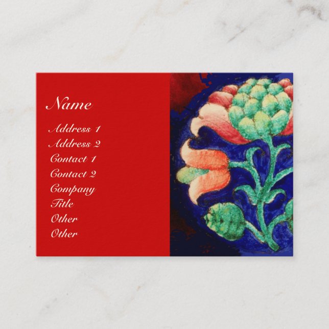 Tarjeta De Visita DECORACIÓN FLORAL Azul, Rosa, Verde (Anverso)