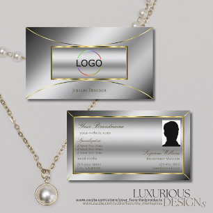 Tarjeta De Visita Decoración lujosa de lujo dorado con logotipo y fo