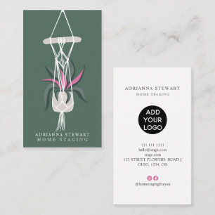 Tarjeta De Visita Decoración moderna de la casa verde de las plantas