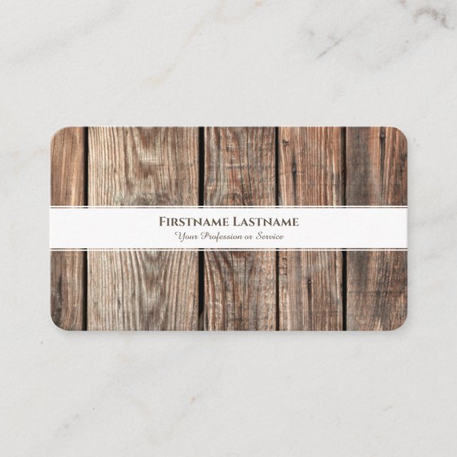 Tarjeta De Visita Decoración moderna de madera rústica con rayas bla (Anverso)